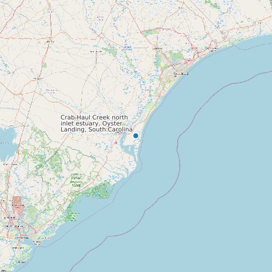Map of Crab Haul Creek north inlet estuary, Oyster Landing, South Carolina Tide Prediction Station