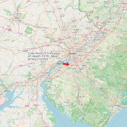 Crab Point, 0.5 mi east of (depth 15 ft), New Jersey Current map