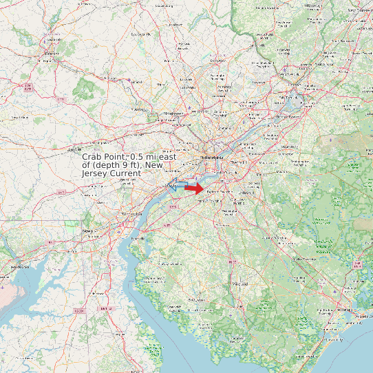 Map of Crab Point, 0.5 mi east of (depth 9 ft), New Jersey Current Prediction Station