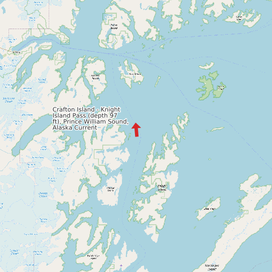Map of Crafton Island - Knight Island Pass (depth 97 ft), Prince William Sound, Alaska Current Prediction Station