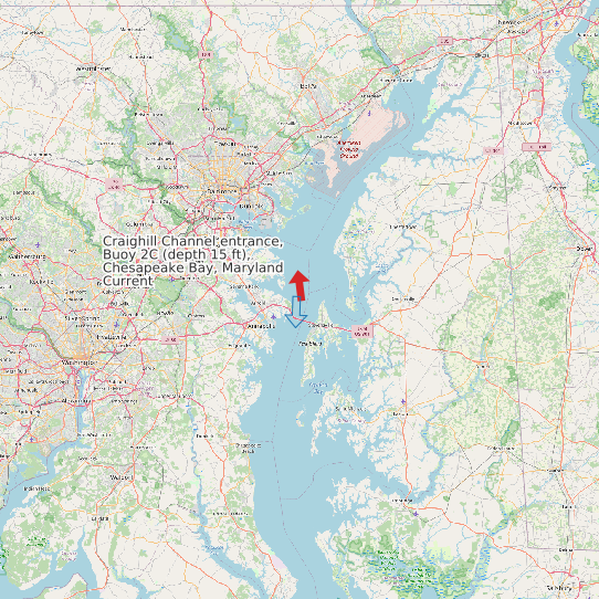Craighill Channel entrance, Buoy 2C (depth 15 ft), Chesapeake Bay, Maryland Current map
