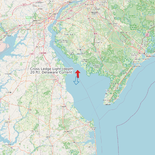 Map of Cross Ledge Light (depth 20 ft), Delaware Current Prediction Station