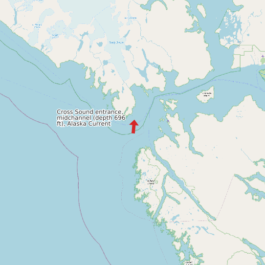 Map of Cross Sound entrance, midchannel (depth 696 ft), Alaska Current Prediction Station