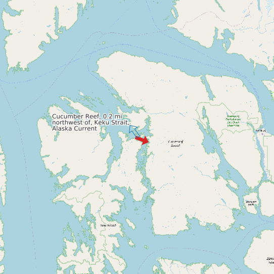 Cucumber Reef, 0.2 mi northwest of, Keku Strait, Alaska Current map