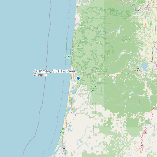 Map of Cushman, Siuslaw River, Oregon Tide Prediction Station
