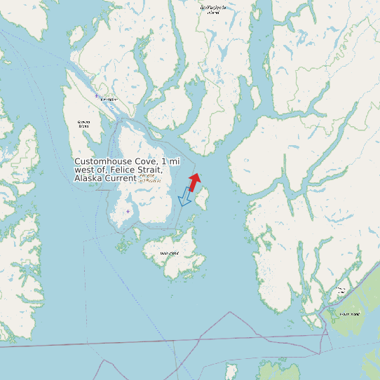 Customhouse Cove, 1 mi west of, Felice Strait, Alaska Current map