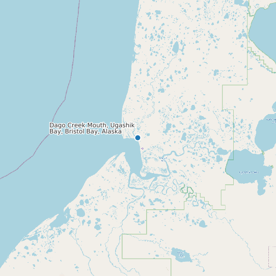 Map of Dago Creek Mouth, Ugashik Bay, Bristol Bay, Alaska Tide Prediction Station