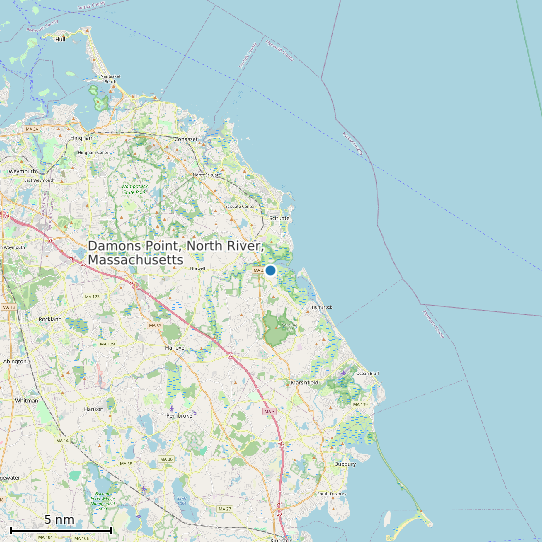 Map of Damons Point, North River, Massachusetts Tide Prediction Station