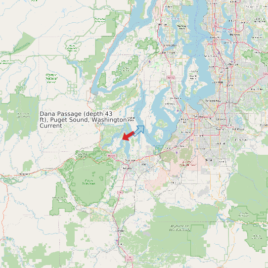 Dana Passage (depth 43 ft), Puget Sound, Washington Current map