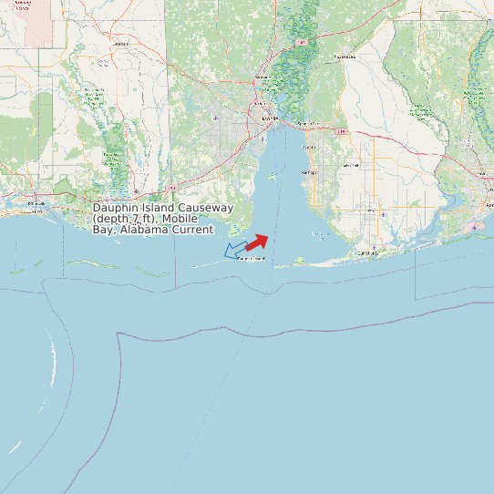 Dauphin Island Causeway (depth 7 ft), Mobile Bay, Alabama Current map