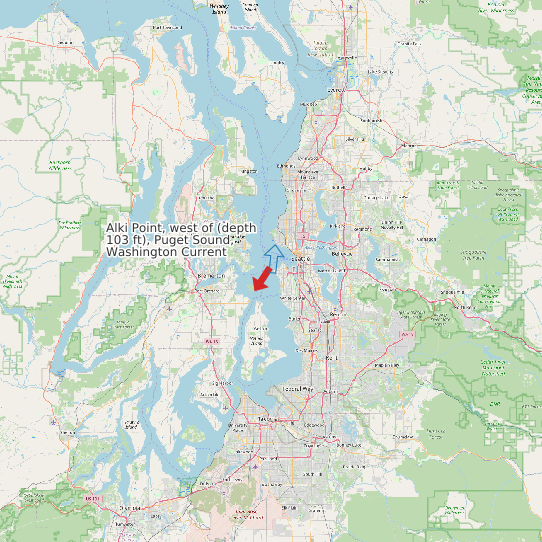 Alki Point, west of (depth 103 ft), Puget Sound, Washington Current map