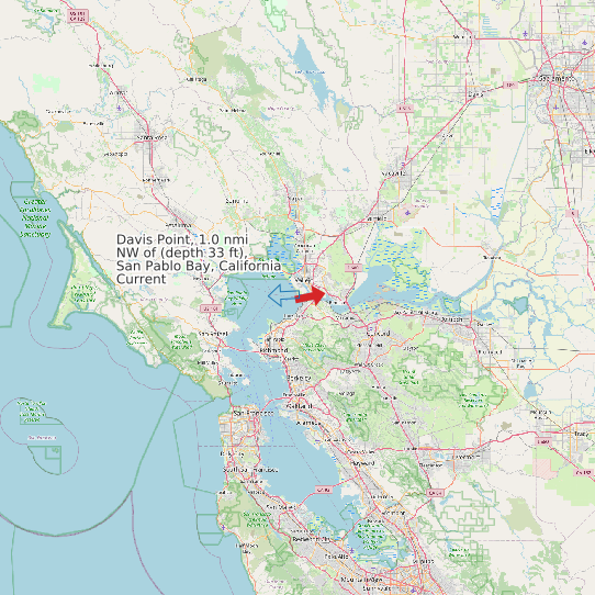 Davis Point, 1.0 nmi NW of (depth 33 ft), San Pablo Bay, California Current map