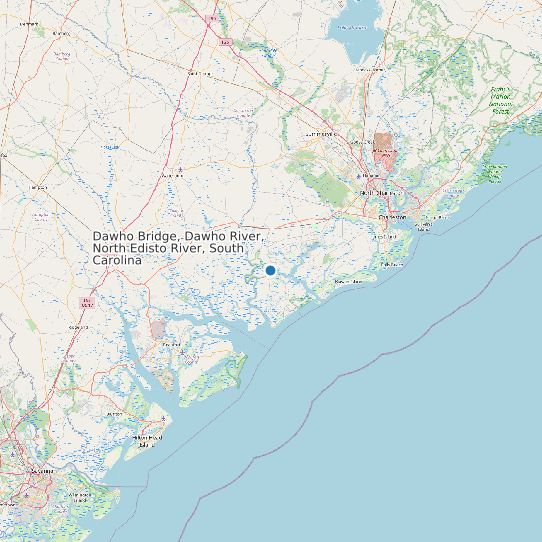 Map of Dawho Bridge, Dawho River, North Edisto River, South Carolina Tide Prediction Station