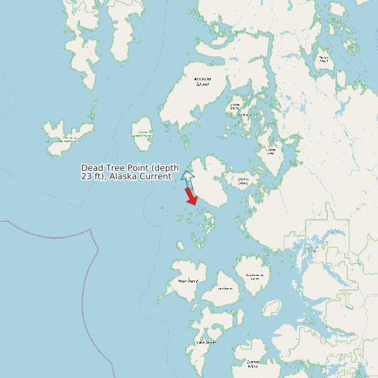 Dead Tree Point (depth 23 ft), Alaska Current map