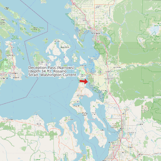Map of Deception Pass (Narrows) (depth 34 ft), Rosario Strait, Washington Current Prediction Station