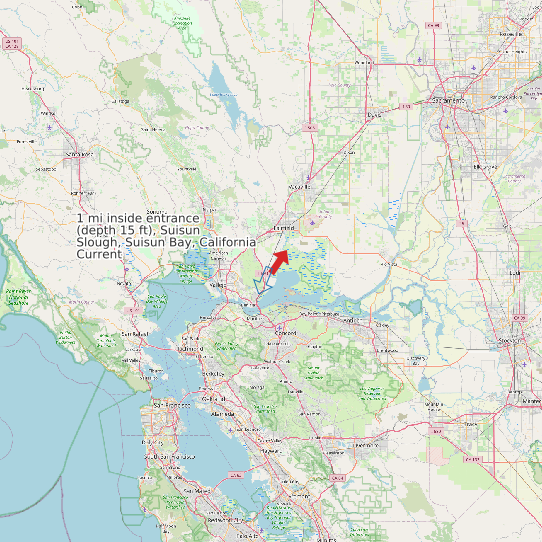 1 mi inside entrance (depth 15 ft), Suisun Slough, Suisun Bay, California Current map