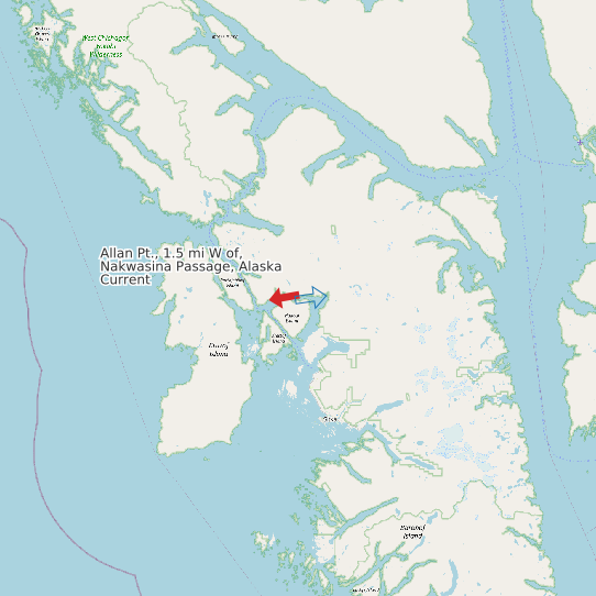 Map of Allan Pt., 1.5 mi W of, Nakwasina Passage, Alaska Current Prediction Station