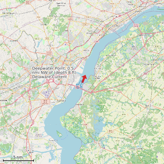 Map of Deepwater Point, 0.5 nmi NW of (depth 8 ft), Delaware Current Prediction Station