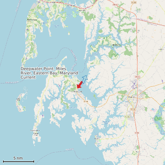 Map of Deepwater Point, Miles River, Eastern Bay, Maryland Current Prediction Station