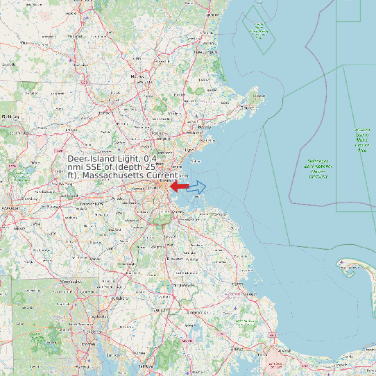 Map of Deer Island Light, 0.4 nmi SSE of (depth 25 ft), Massachusetts Current Prediction Station