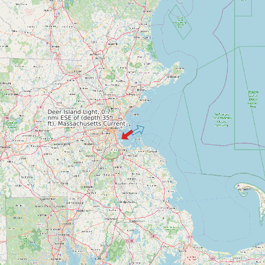 Map of Deer Island Light, 0.7 nmi ESE of (depth 35 ft), Massachusetts Current Prediction Station