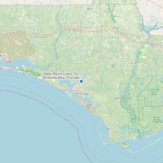 Map of Deer Point Lake, St. Andrew Bay, Florida Tide Prediction Station
