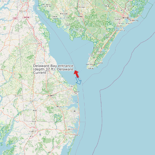 Map of Delaware Bay entrance (depth 37 ft), Delaware Current Prediction Station
