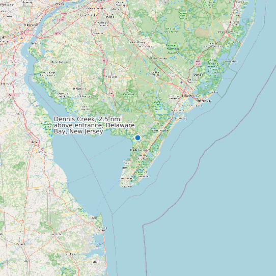 Map of Dennis Creek, 2.5 nmi above entrance, Delaware Bay, New Jersey Tide Prediction Station