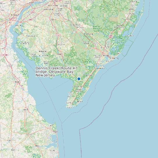 Dennis Creek, Route 47 bridge, Delaware Bay, New Jersey map