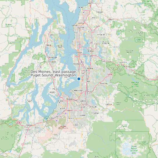 Map of Des Moines, east passage, Puget Sound, Washington Tide Prediction Station