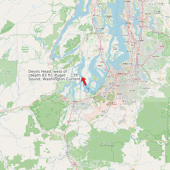 Map of Devils Head, west of (depth 83 ft), Puget Sound, Washington Current Prediction Station