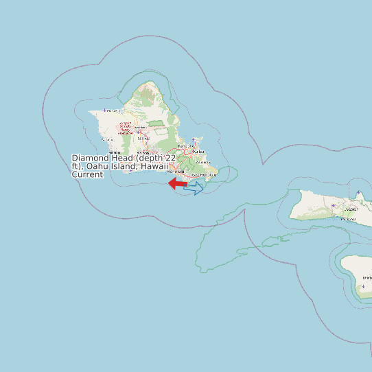 Diamond Head (depth 22 ft), Oahu Island, Hawaii Current map