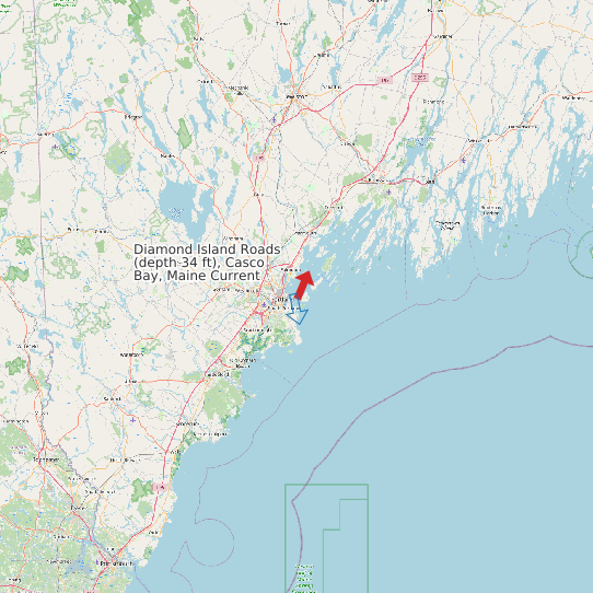 Map of Diamond Island Roads (depth 34 ft), Casco Bay, Maine Current Prediction Station
