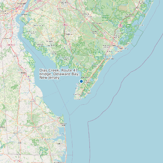 Dias Creek, Route 47 bridge, Delaware Bay, New Jersey map