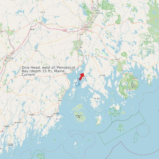Dice Head, west of, Penobscot Bay (depth 15 ft), Maine Current map