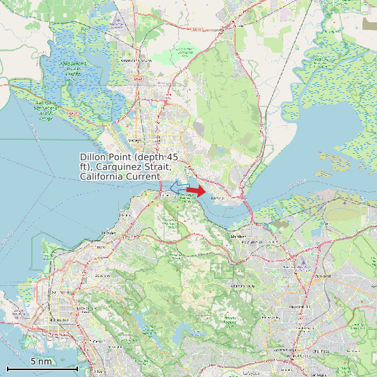 Map of Dillon Point (depth 45 ft), Carquinez Strait, California Current Prediction Station