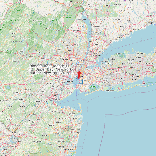 Map of Dimond Reef (depth 11 ft), Upper Bay, New York Harbor, New York Current Prediction Station