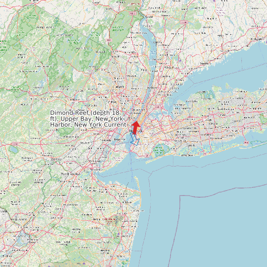 Map of Dimond Reef (depth 18 ft), Upper Bay, New York Harbor, New York Current Prediction Station