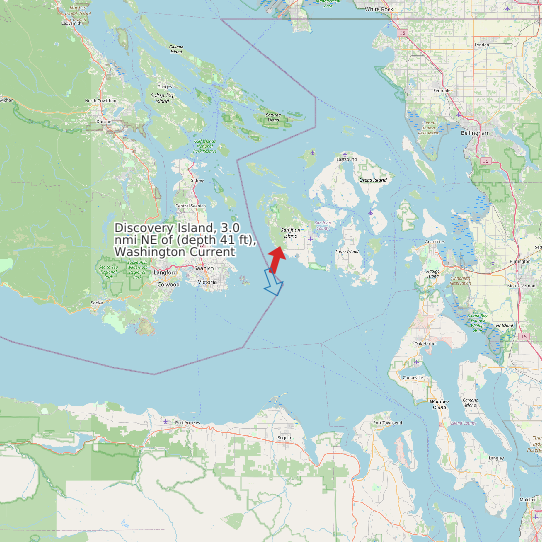 Map of Discovery Island, 3.0 nmi NE of (depth 41 ft), Washington Current Prediction Station