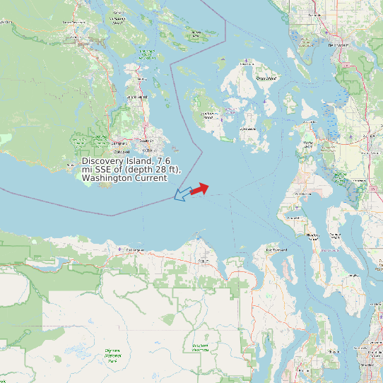 Discovery Island, 7.6 mi SSE of (depth 28 ft), Washington Current map