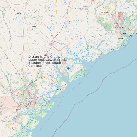 Map of Distant Island Creek, upper end, Cowen Creek, Beaufort River, South Carolina Tide Prediction Station