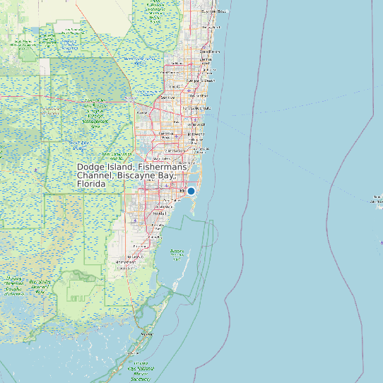 Dodge Island, Fishermans Channel, Biscayne Bay, Florida map
