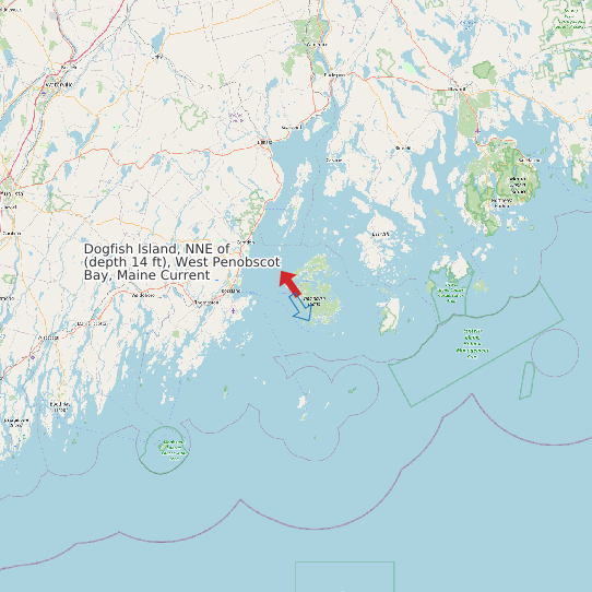 Dogfish Island, NNE of (depth 14 ft), West Penobscot Bay, Maine Current map