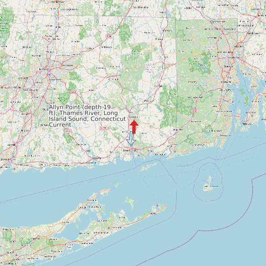 Allyn Point (depth 19 ft), Thames River, Long Island Sound, Connecticut Current map