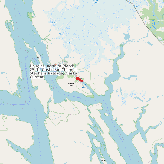 Douglas, north of (depth 25 ft), Gastineau Channel, Stephens Passage, Alaska Current map