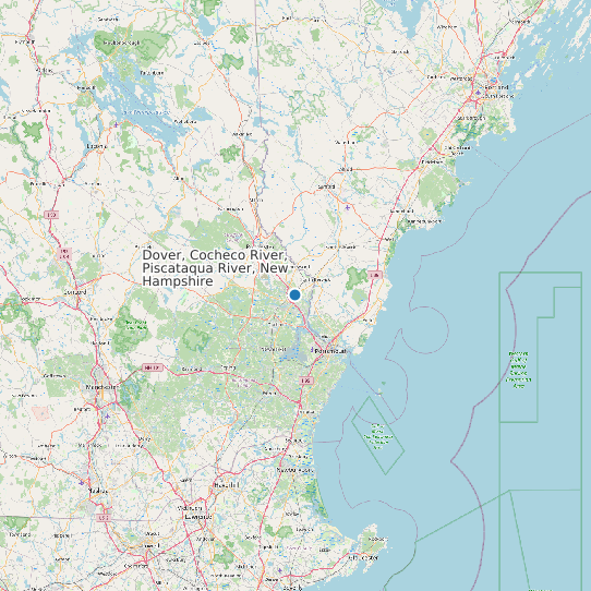 Map of Dover, Cocheco River, Piscataqua River, New Hampshire Tide Prediction Station