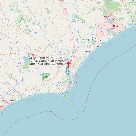 Dram Tree Point (depth 32 ft), Cape Fear River, North Carolina Current map