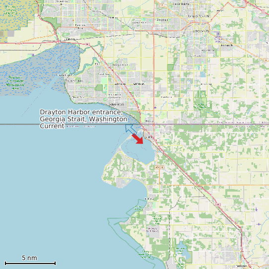 Map of Drayton Harbor entrance, Georgia Strait, Washington Current Prediction Station
