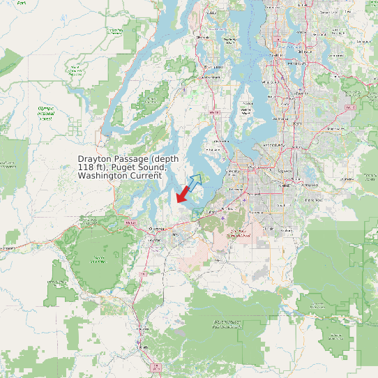 Map of Drayton Passage (depth 118 ft), Puget Sound, Washington Current Prediction Station