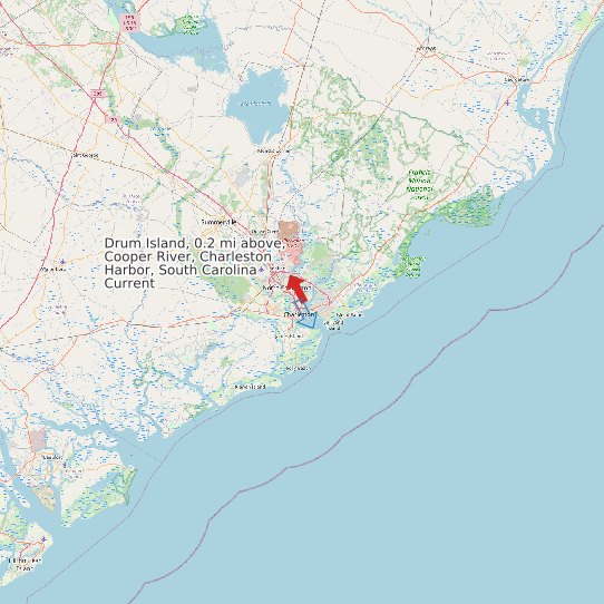 Map of Drum Island, 0.2 mi above, Cooper River, Charleston Harbor, South Carolina Current Prediction Station